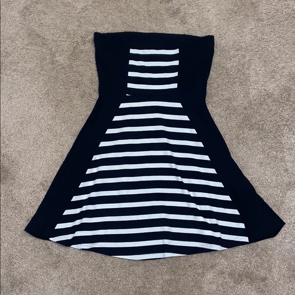 Express Black & White Strapless Dress - Picture 2 of 5